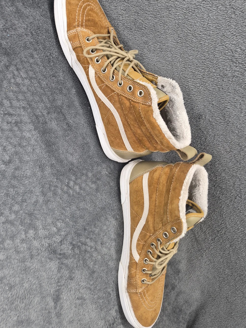 VANS Sk8-Hi MTE Trainers In Cumin / Tan Suade Fur Lined Sneakers US Mens 12